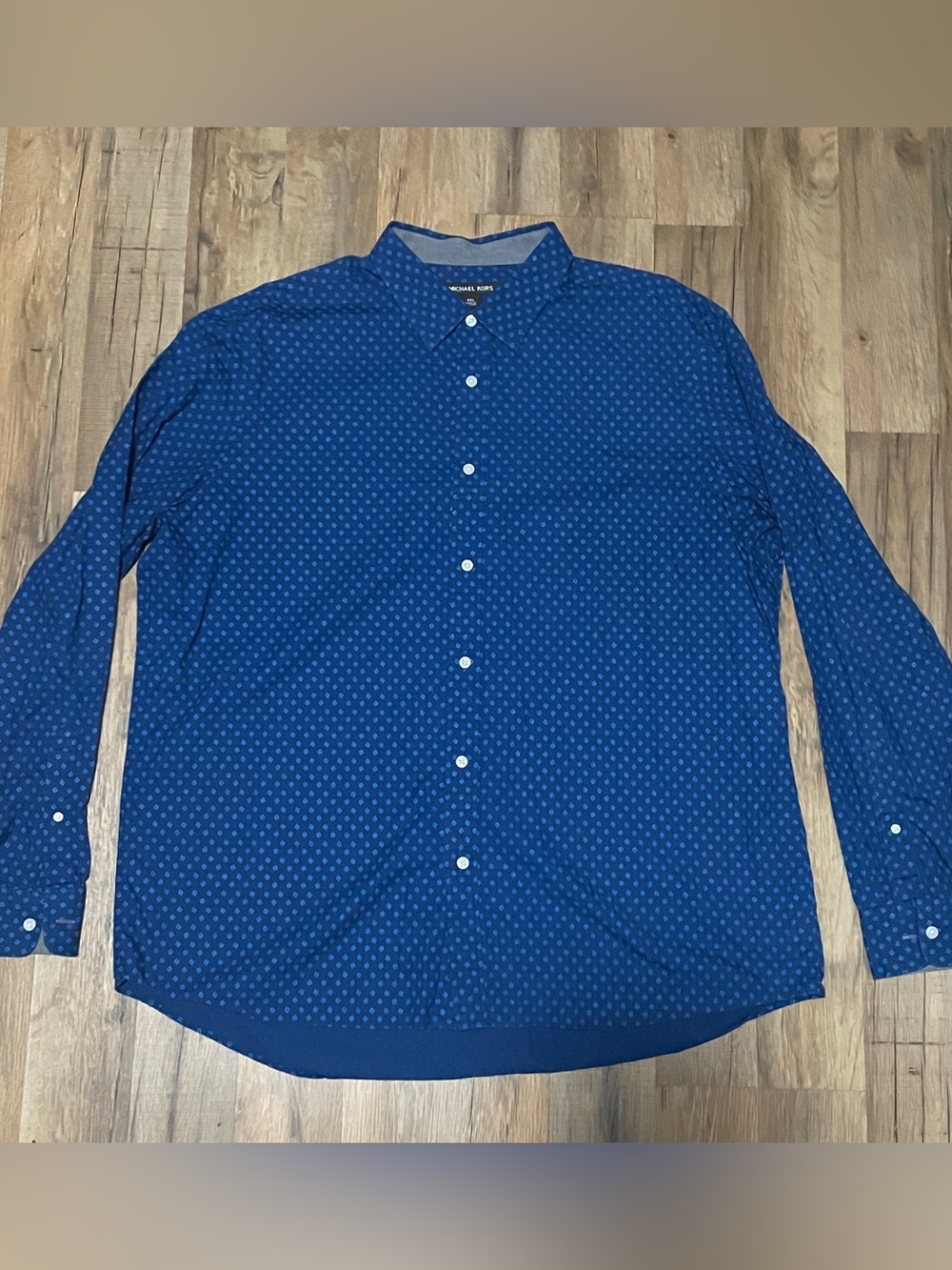 Michael Kors Men's Blue Geometric Button Down Shirt - XXL